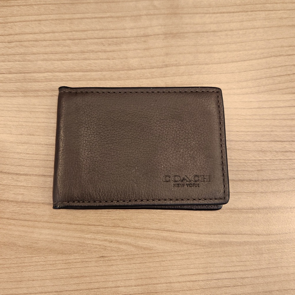 Coach Compact Billfold Wallet Insert Brown Pebble Leather